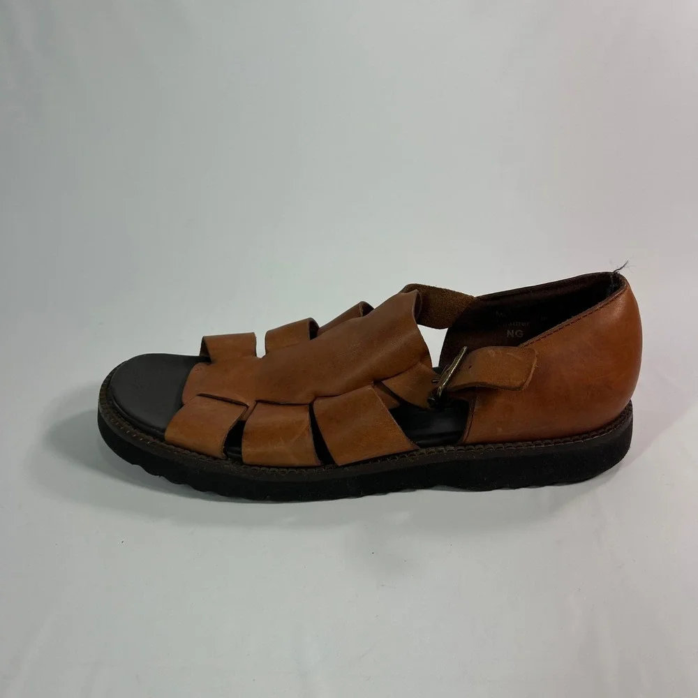 Polo Sport Ralph Lauren Fisherman Sandals Mens 11D Brown Leather MD3642 Vintage